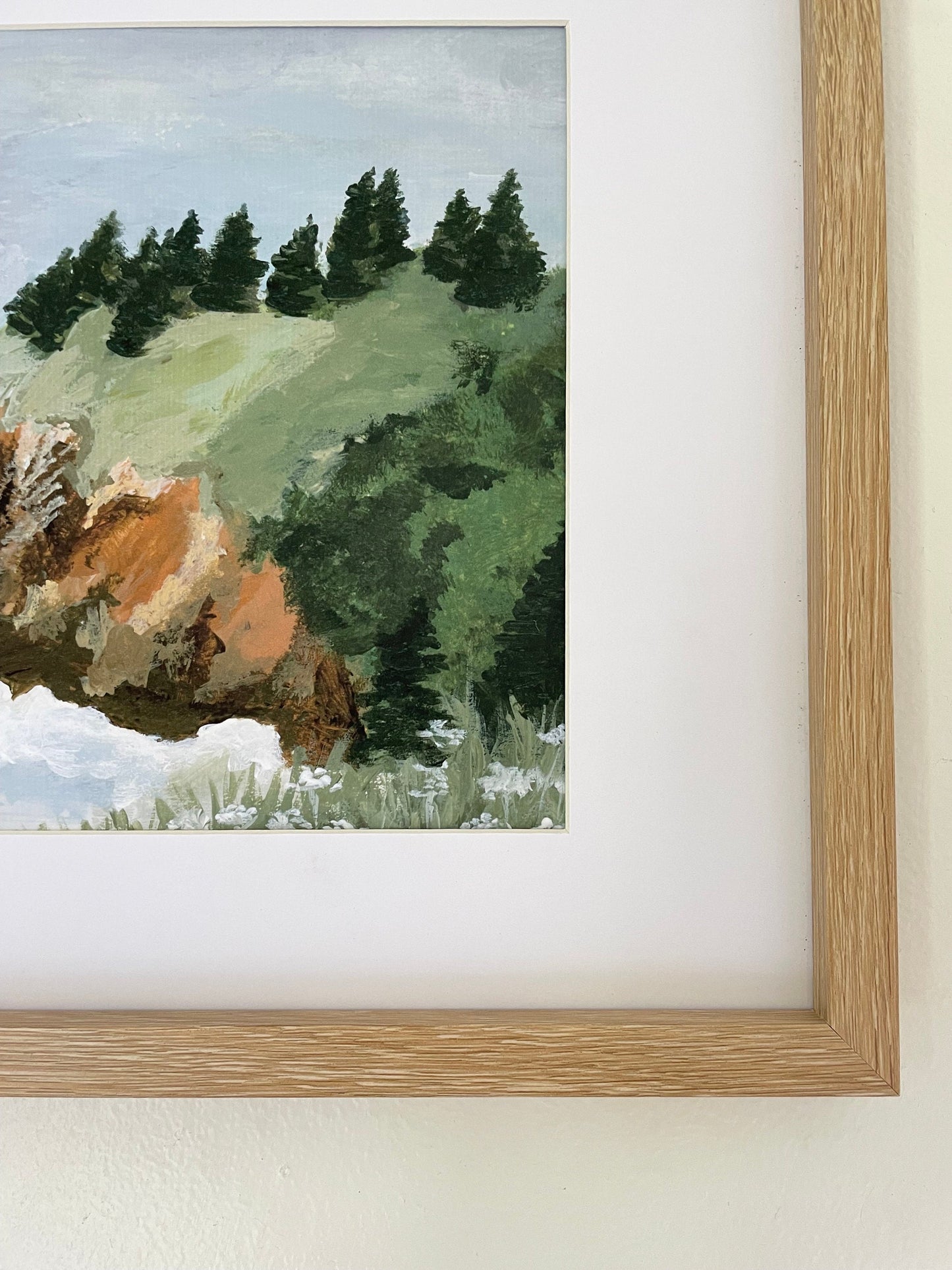 Coastal seaside painting | Forest pine tree painting | beach house wall art decor | ocean seaside painting giclée print | FOREST CLIFF