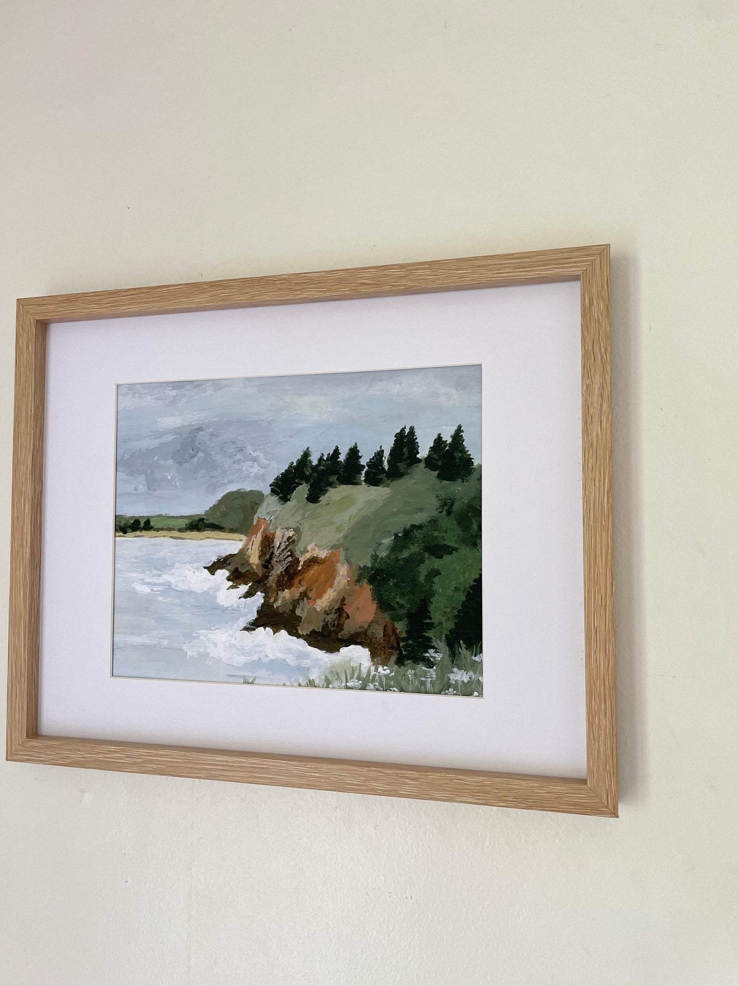 Coastal seaside painting | Forest pine tree painting | beach house wall art decor | ocean seaside painting giclée print | FOREST CLIFF