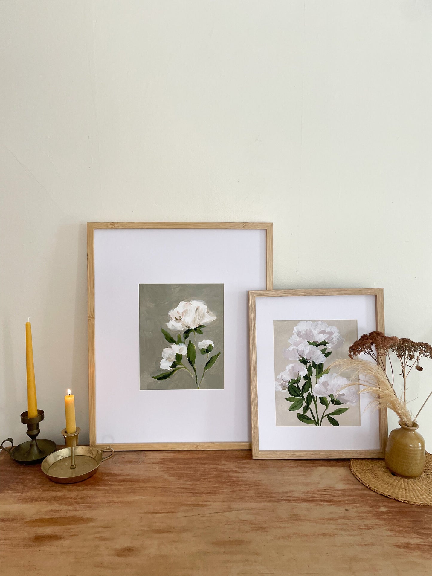 Acrylic Flower Painting | pink and white peony flower painting | spring flower painting | floral artwork | moody dark floral art print |