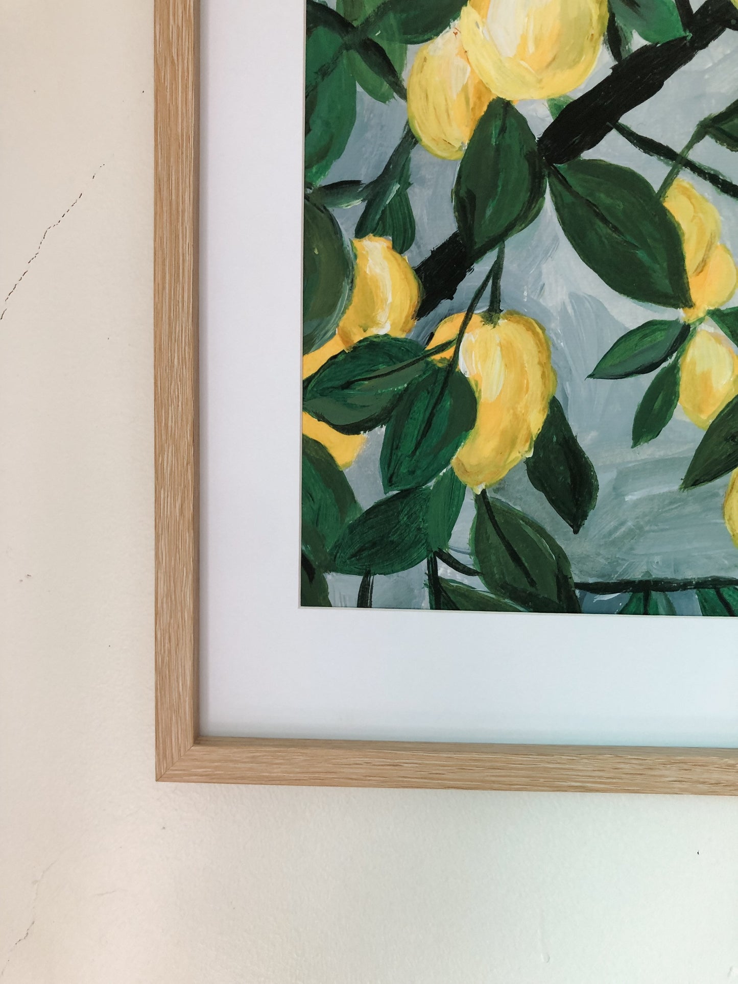Lemon tree painting | acrylic painting lemon on the tree | growing citrus fruit art | lemon artwork | fruit painting | fruit art giclée art
