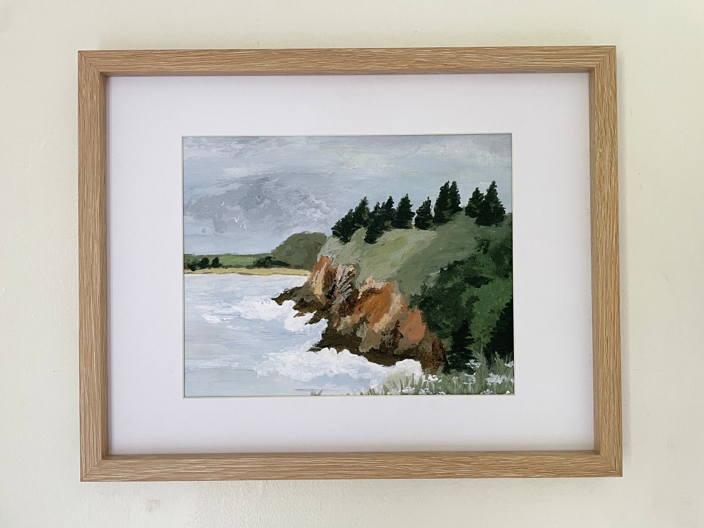 Coastal seaside painting | Forest pine tree painting | beach house wall art decor | ocean seaside painting giclée print | FOREST CLIFF