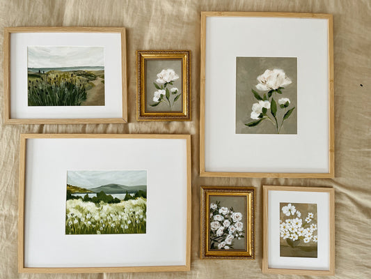 Cosmos Acrylic Painting | French Decor | Vintage Style Art | Pink Flower Painting | White cosmos French Decor NOT FRAMED