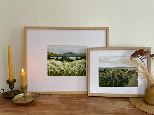 Coastal seaside painting |  grassy beach painting | beach house wall art decor | ocean seaside painting giclée print | ocean grasses