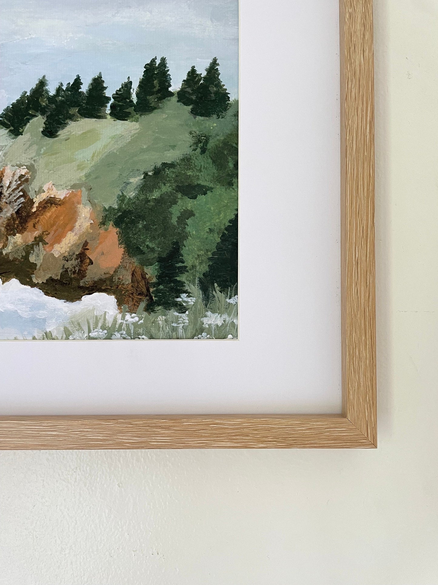 Coastal seaside painting | Forest pine tree painting | beach house wall art decor | ocean seaside painting giclée print | FOREST CLIFF