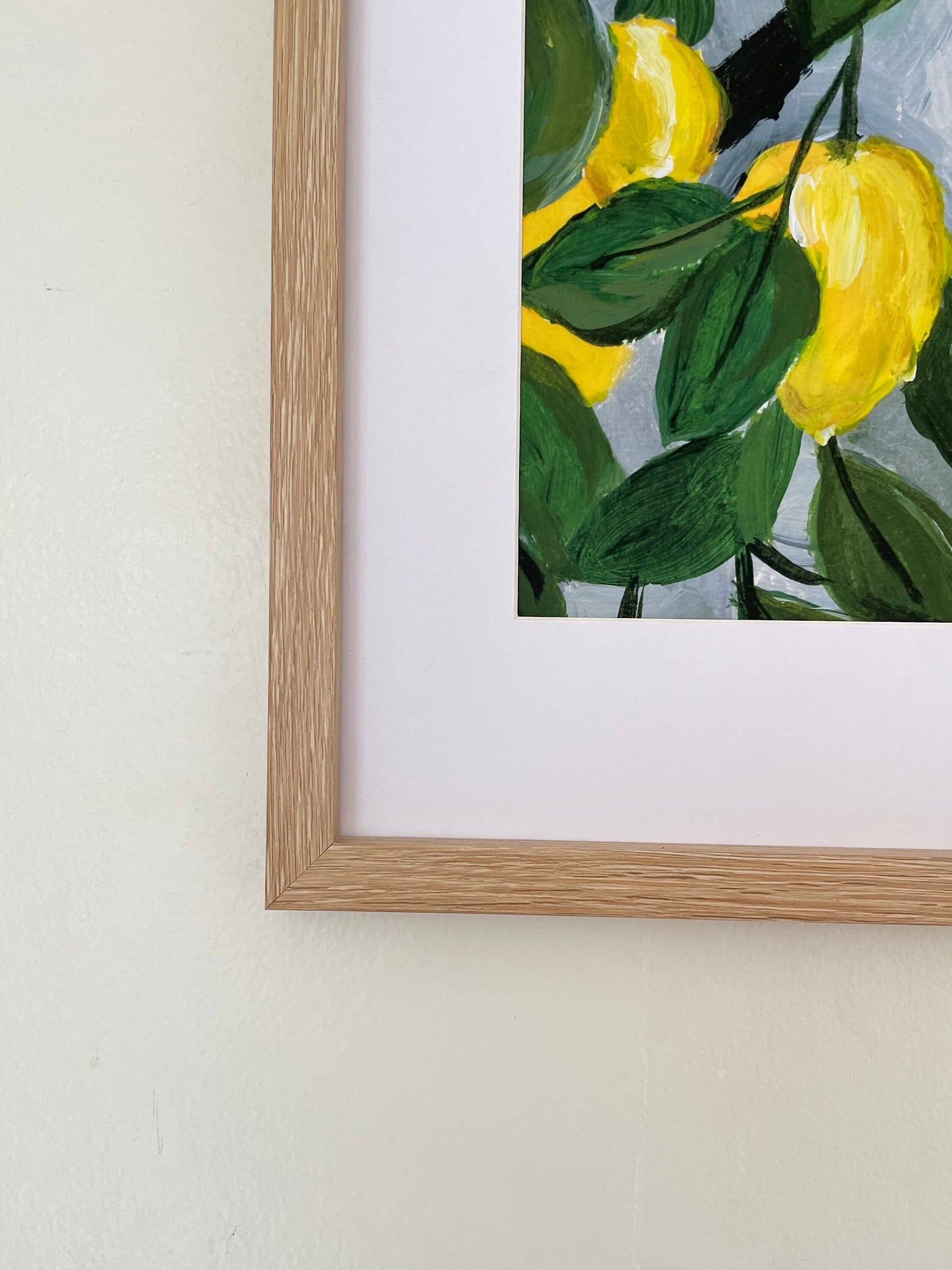 Lemon tree painting | acrylic painting lemon on the tree | growing citrus fruit art | lemon artwork | fruit painting | fruit art giclée art