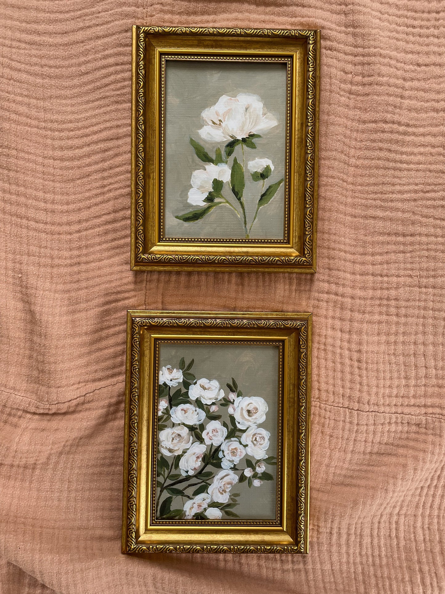 ROSE Acrylic Flower Painting | Vintage Style Art | Rose Art Print | Pink Flower Painting | Small Flower Painting | French Country Art