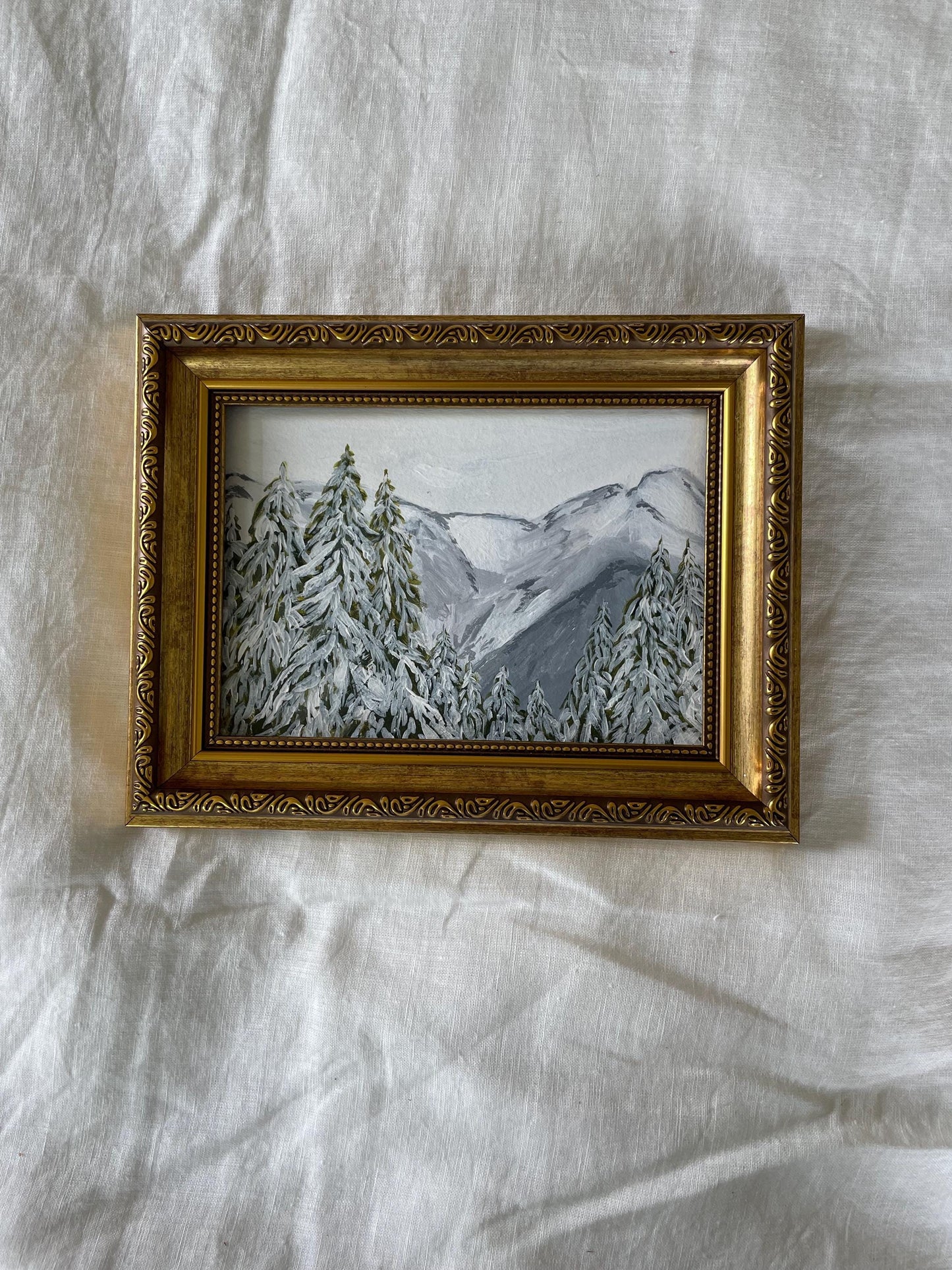 Original 5x7 Painting Acrylic Painting| mountain landscape |Vintage Style Art| Botanical Painting| Farmhouse Kitchen Wall Art NOT FRAMED