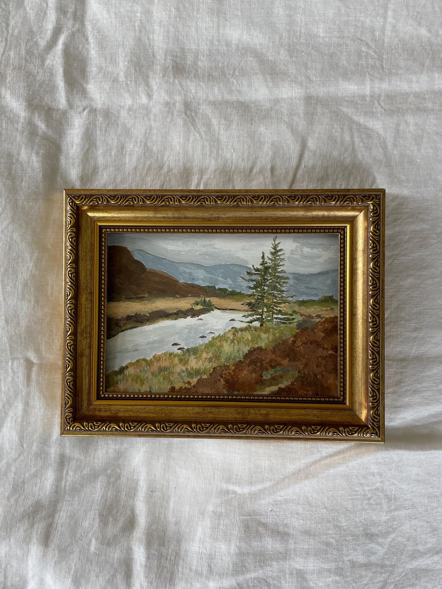 Original 5x7 Painting Acrylic Painting| mountain landscape |Vintage Style Art| Botanical Painting| Farmhouse Kitchen Wall Art NOT FRAMED