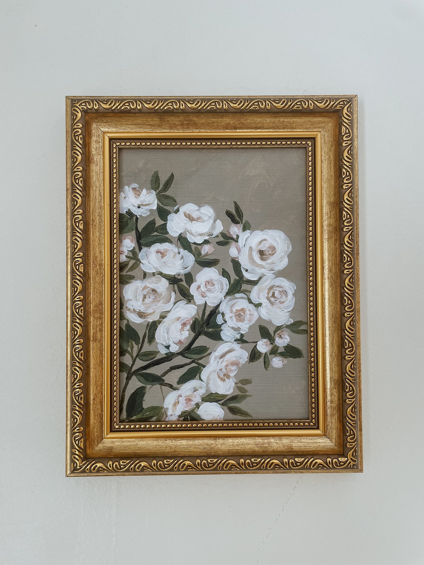 ROSE Acrylic Flower Painting | Vintage Style Art | Rose Art Print | Pink Flower Painting | Small Flower Painting | French Country Art