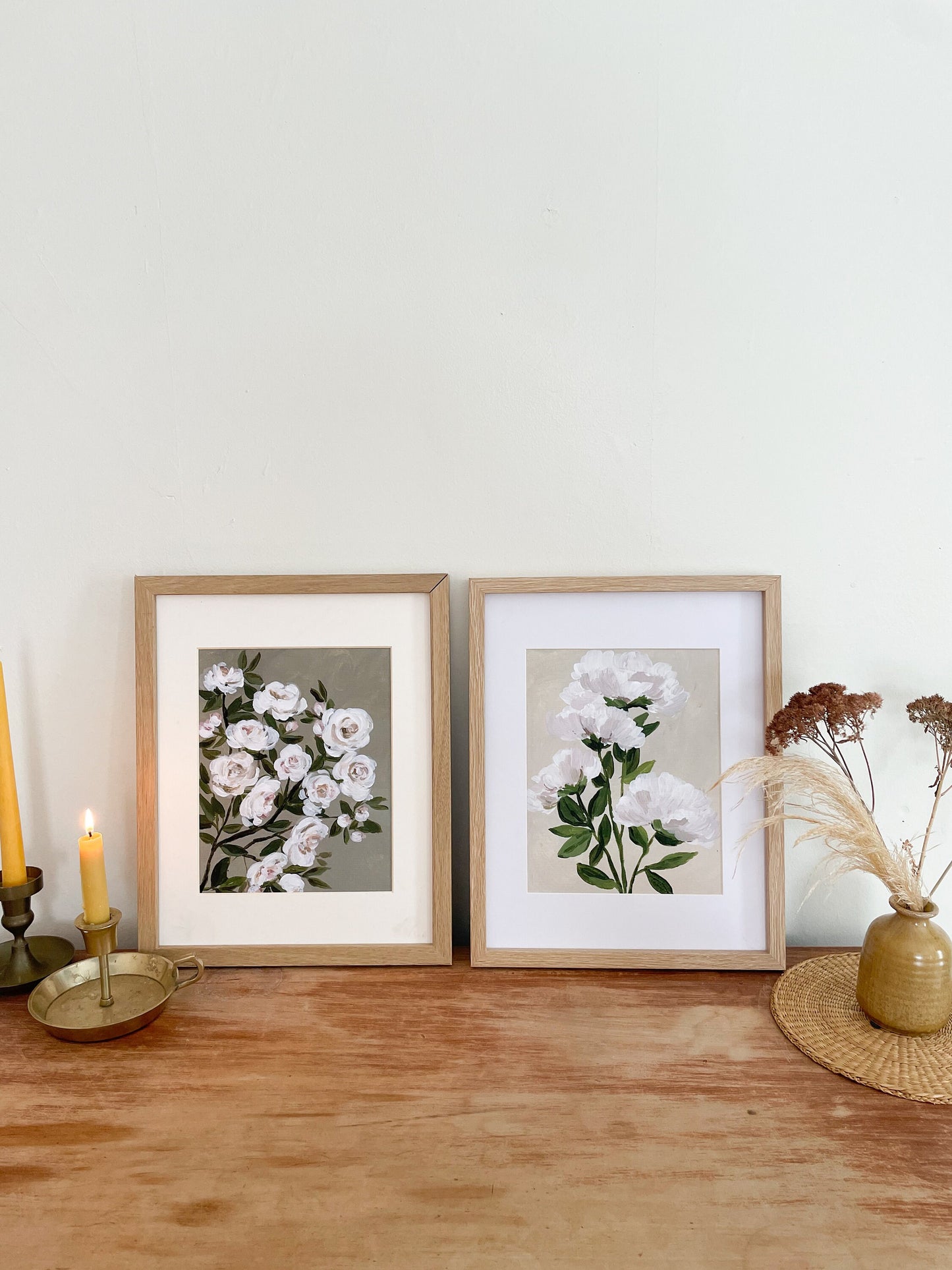 Acrylic Flower Painting | pink and white peony flower painting | spring flower painting | floral artwork | moody dark floral art print |