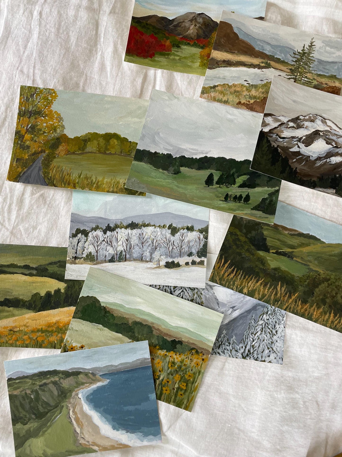 Original 5x7 Painting Acrylic Painting| mountain landscape |Vintage Style Art| Botanical Painting| Farmhouse Kitchen Wall Art NOT FRAMED