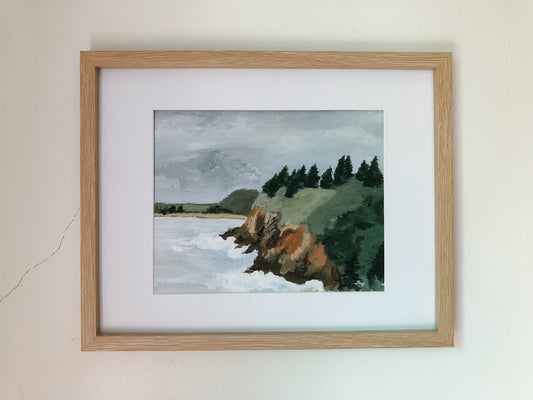 Coastal seaside painting | Forest pine tree painting | beach house wall art decor | ocean seaside painting giclée print | FOREST CLIFF