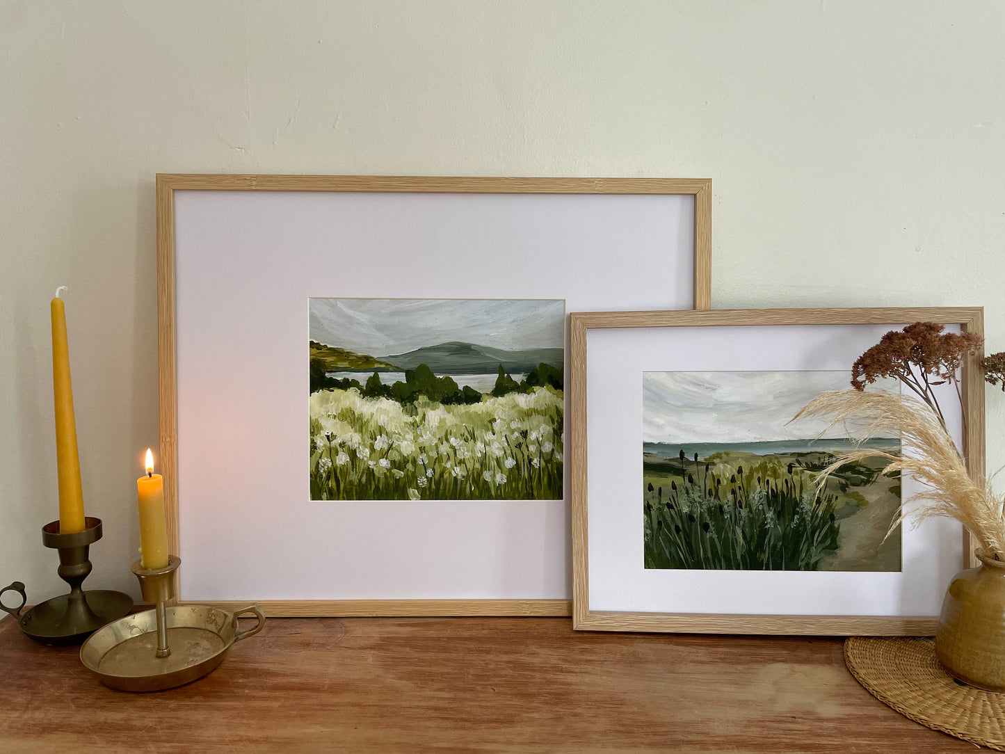 Meadow floral mountain print | Europe landscape painting | seaside painting coastal art | green cliff painting | white  cliffs of diver