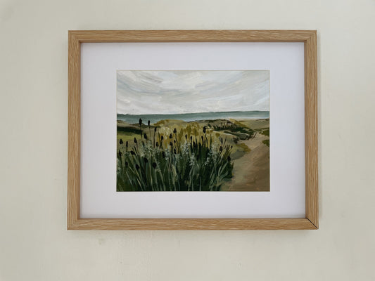 Coastal seaside painting |  grassy beach painting | beach house wall art decor | ocean seaside painting giclée print | ocean grasses
