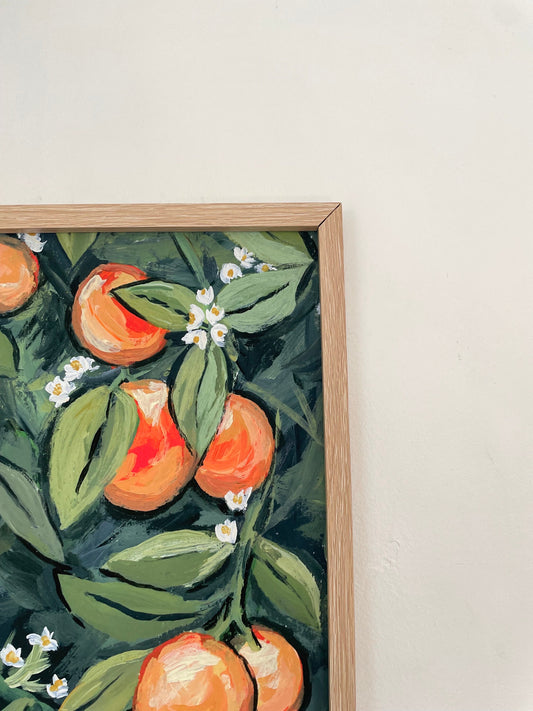 Acrylic fruit tree painting | orange tree art print | oranges l art | fruit tree giclée print vintage orange tree  fruit art | , ORANGE TREE