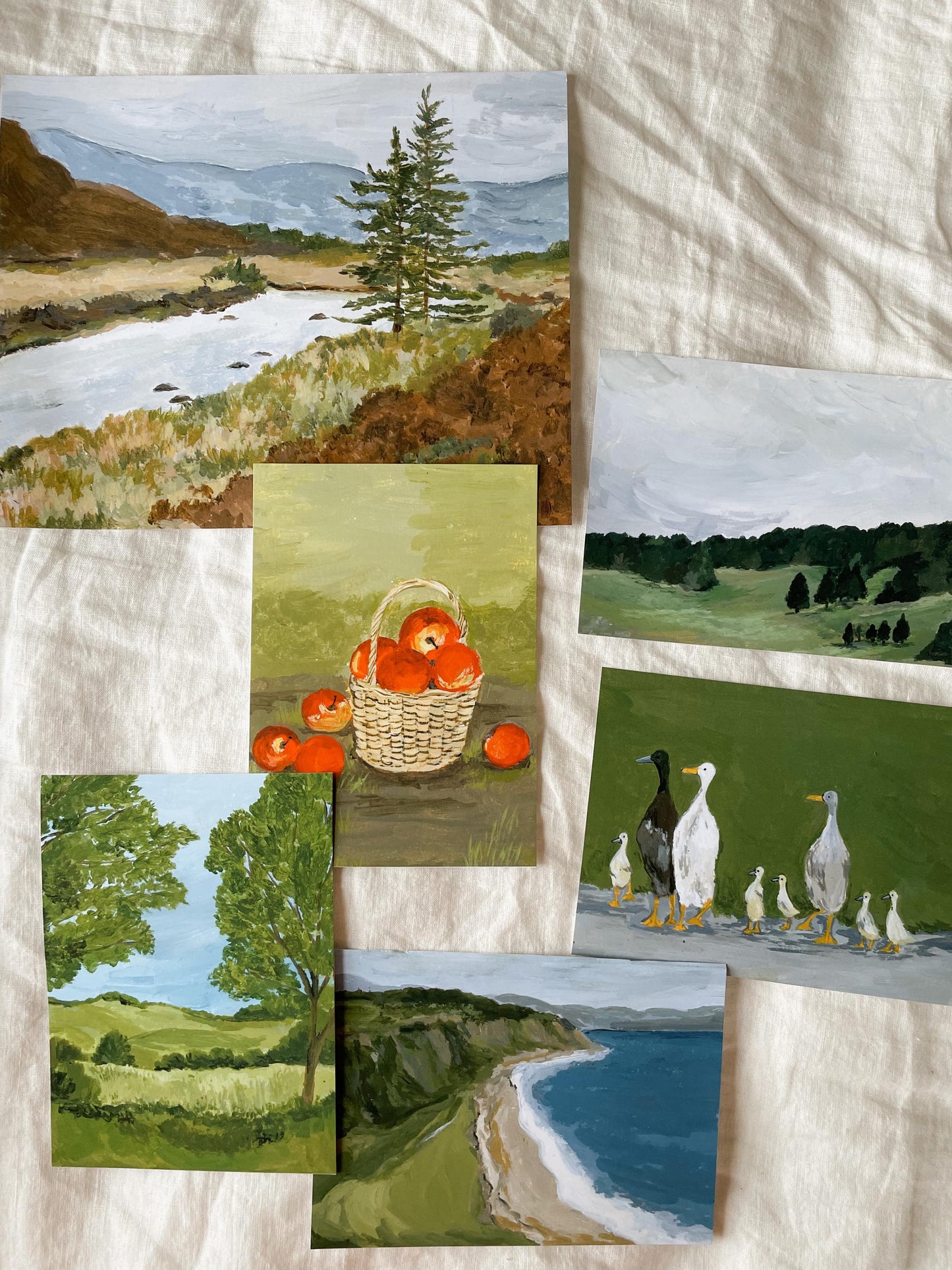 PASTURE HILLS Art Print - Unframed Acrylic Painting -  Acrylic Still Life - Kitchen Farmhouse Print - Landscape Acrylic Painting